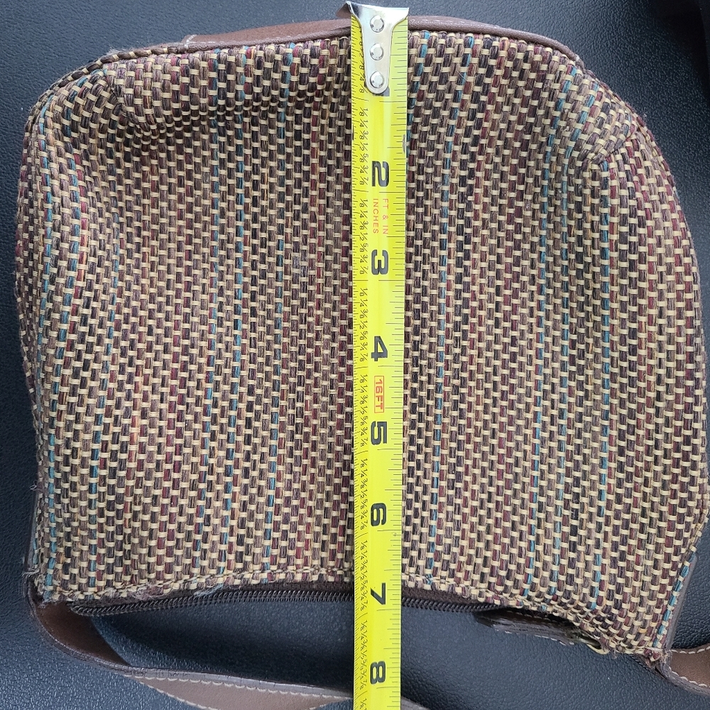 Fossil Mini Woven Shoulder Bag With Leather Handle #75082 8.5" W x 7" H x 2" D - Picture 11 of 12